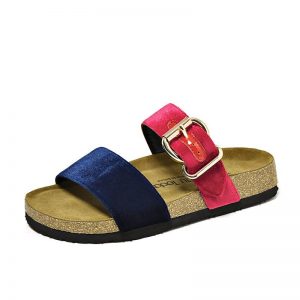 BeauToday Gladiator Slippers Women Soft Velvet Buckle Decoration Outdoor Slides Ladies Summer Beach Flat Shoes Handmade 34013